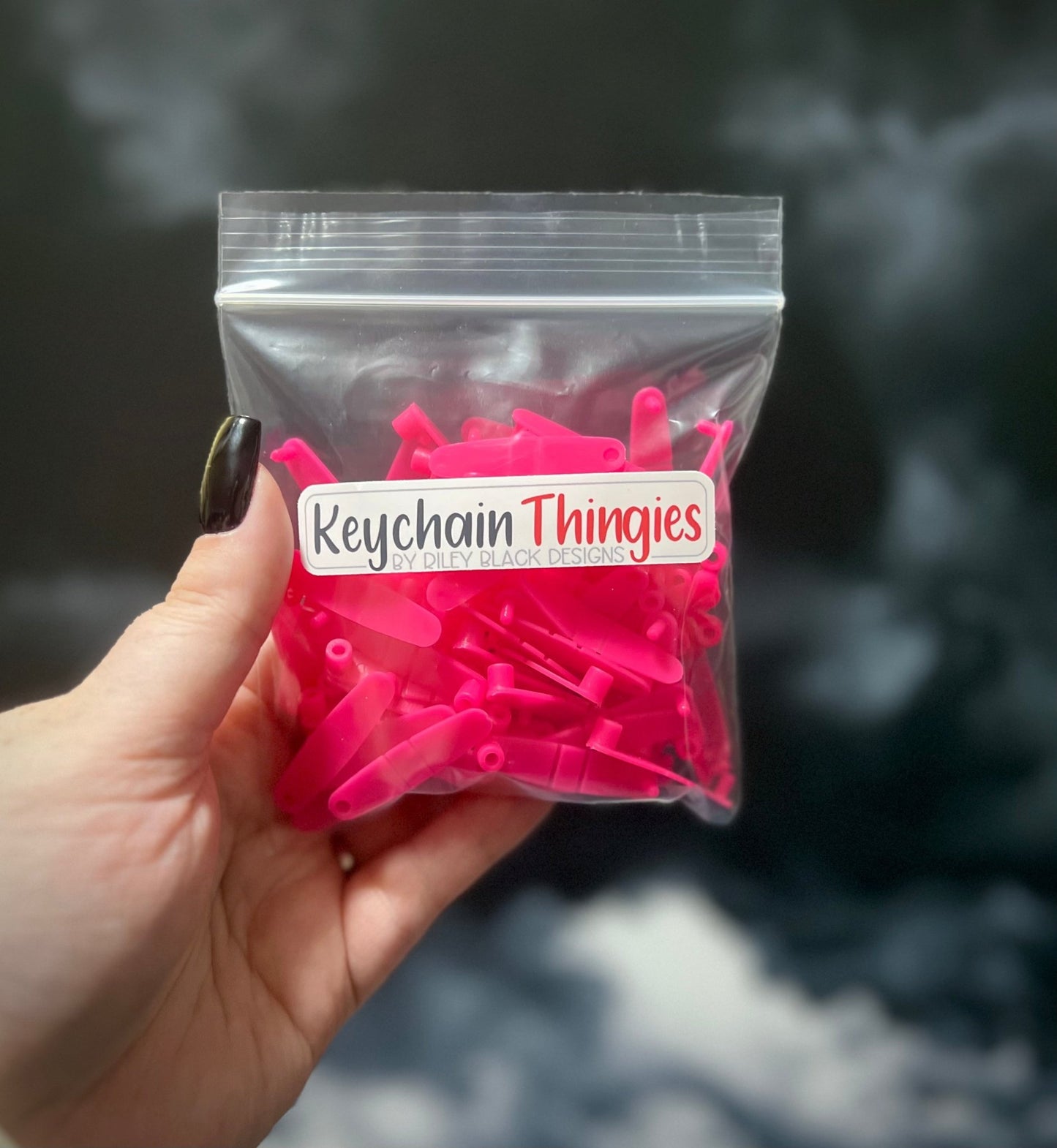 100 CUSTOM XL Pink Keychain Thingies® 1/8”+ - LoneStar Adhesive