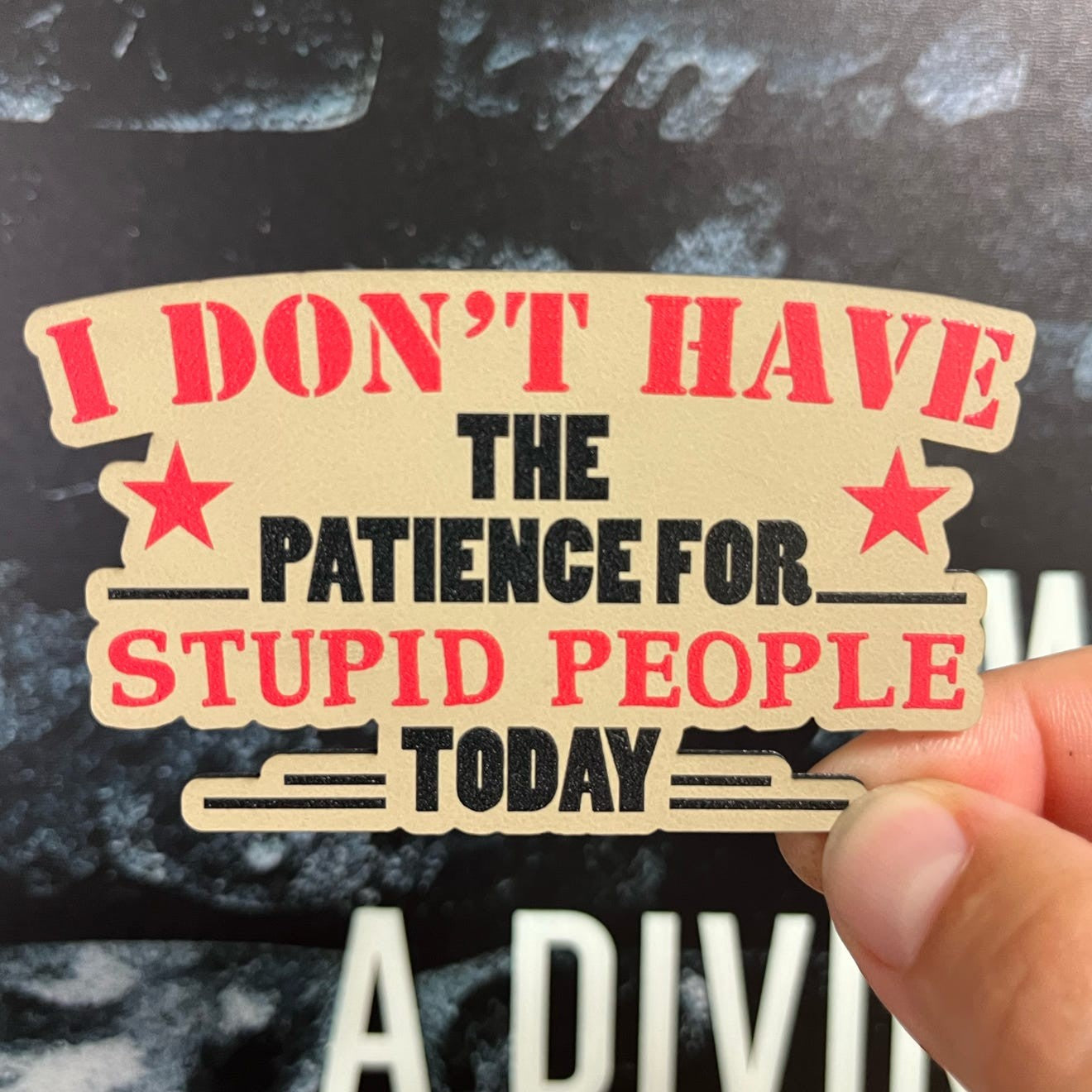 No Patience for Stupidity UV Printed Leatherette Hat Patch - MR01
