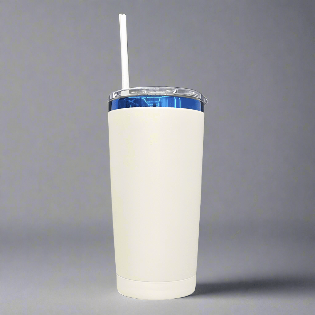 20oz Blue Plated Tumbler - Cream - LoneStar Adhesive