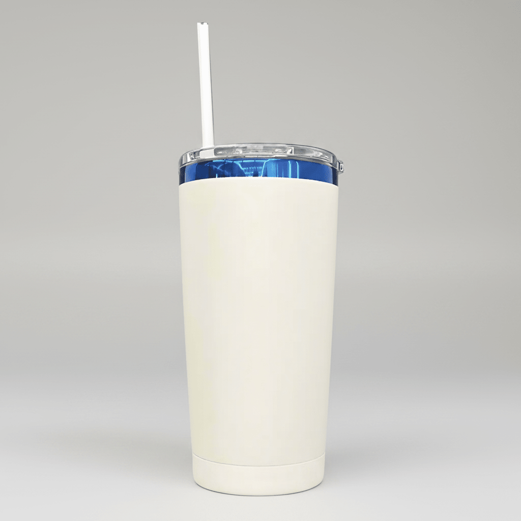 20oz Blue Plated Tumbler - Cream - LoneStar Adhesive