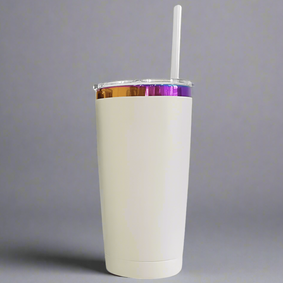 20oz Rainbow Plated Tumbler - Cream - LoneStar Adhesive