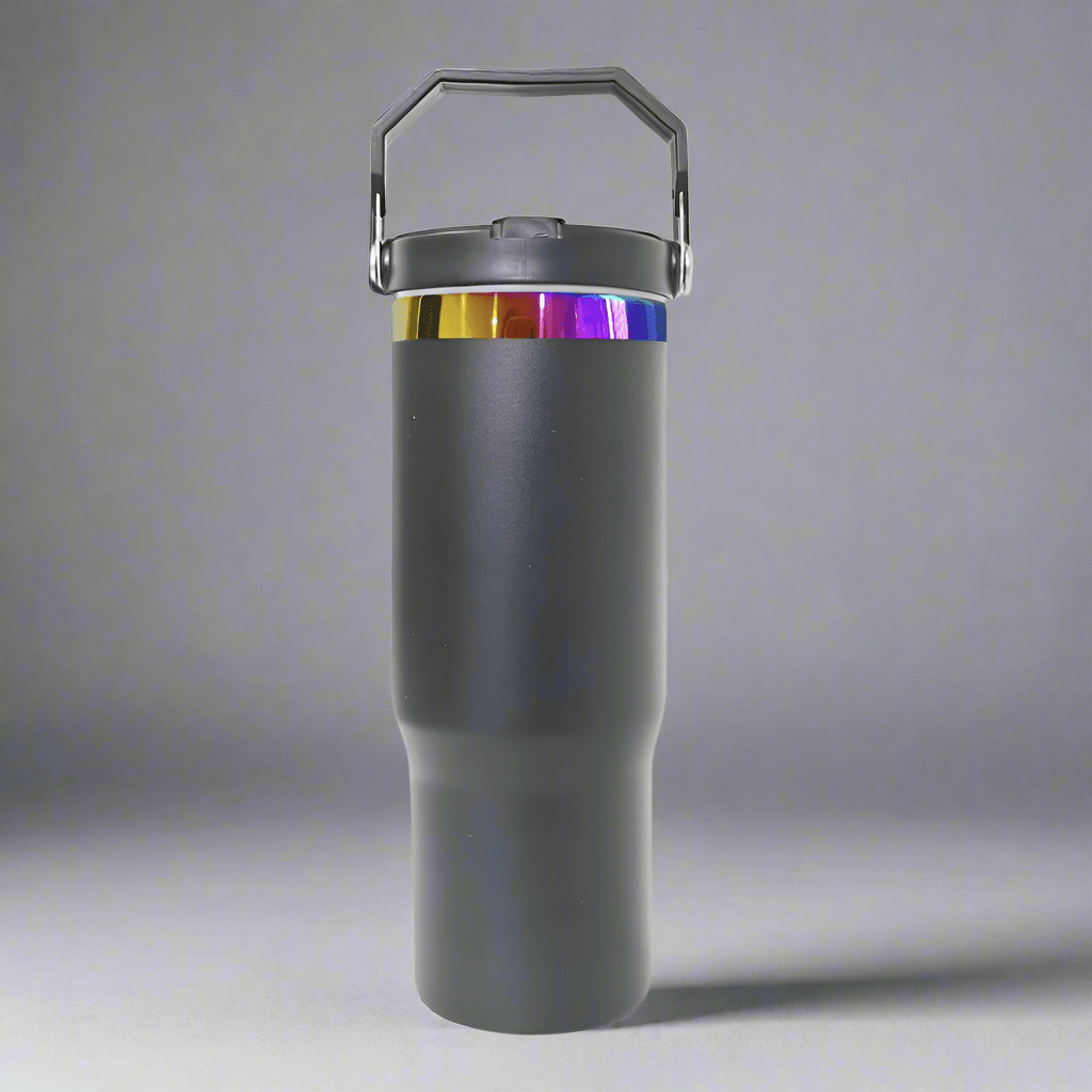 30oz Rainbow Plated Flip Tumbler - Black - LoneStar Adhesive