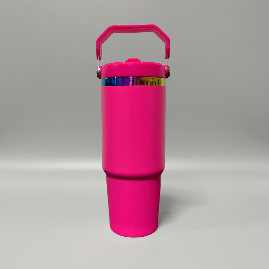 30oz Rainbow Plated Flip Tumbler - Hot Pink - LoneStar Adhesive
