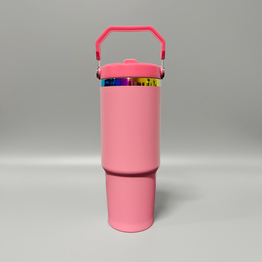 30oz Rainbow Plated Flip Tumbler - Pink - LoneStar Adhesive