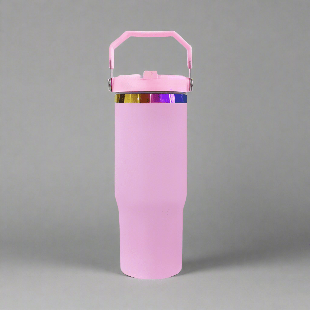 30oz Rainbow Plated Flip Tumbler - Pink - LoneStar Adhesive