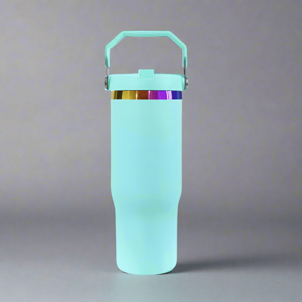 30oz Rainbow Plated Flip Tumbler - Turquoise - LoneStar Adhesive