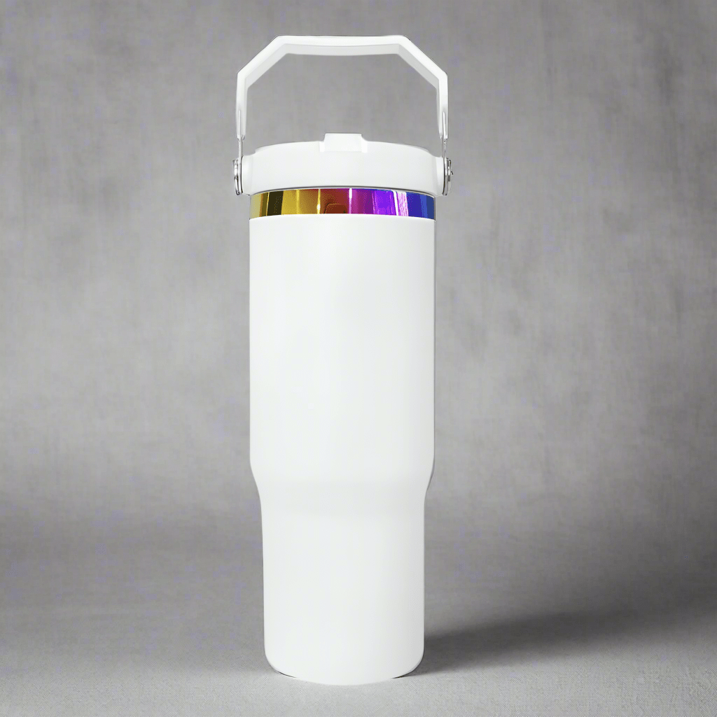 30oz Rainbow Plated Flip Tumbler - White - LoneStar Adhesive