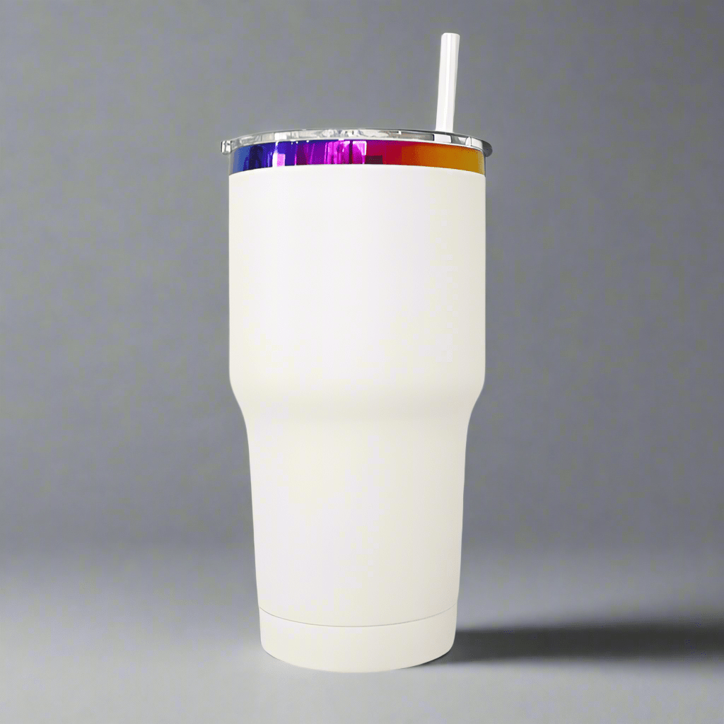 30oz Rainbow Plated Tumbler - Cream - LoneStar Adhesive