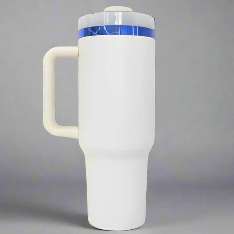 40oz Blue Plated Tumbler - Cream - LoneStar Adhesive