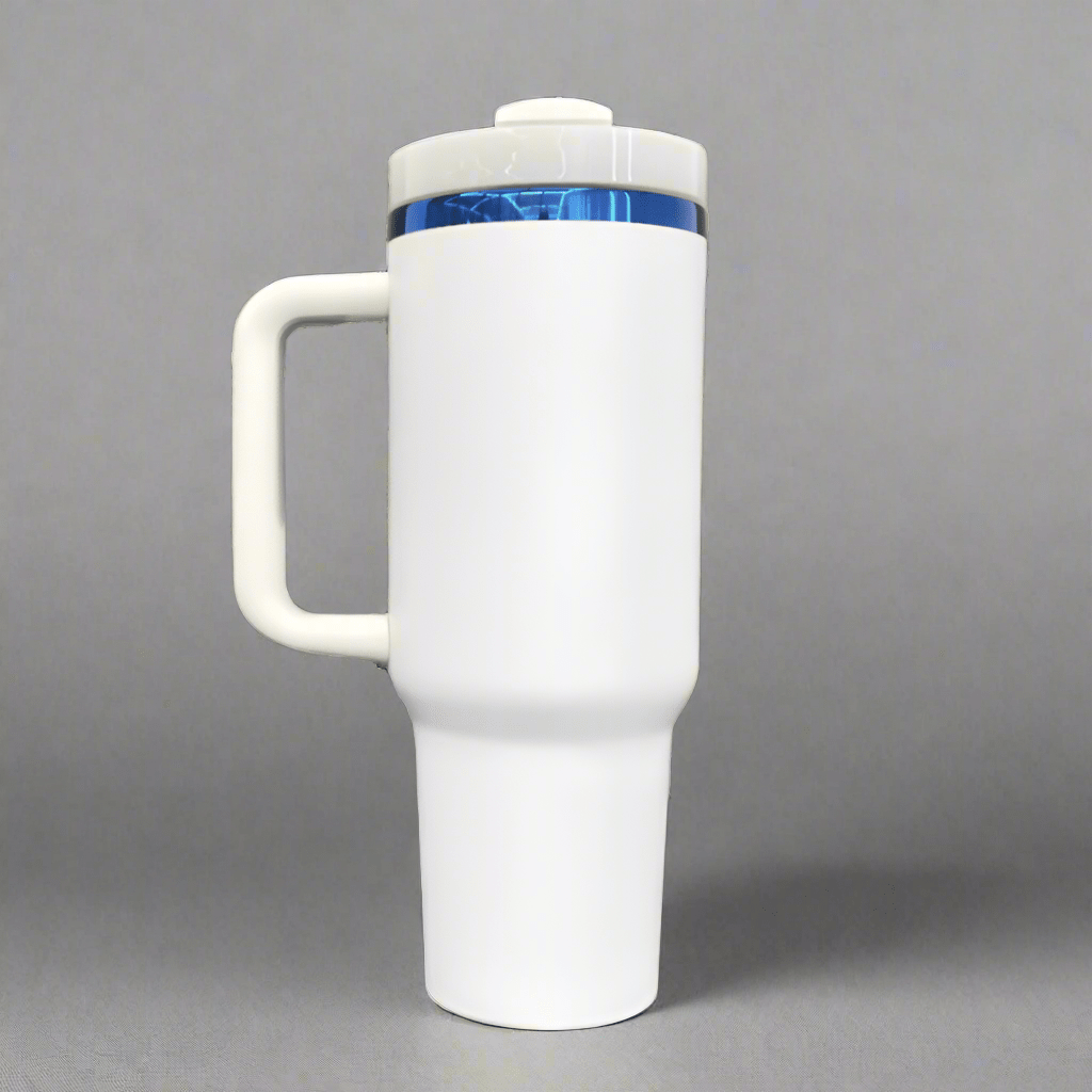 40oz Blue Plated Tumbler - White - LoneStar Adhesive