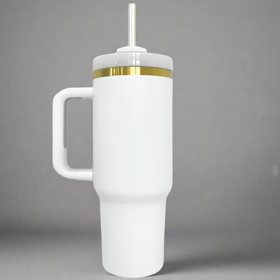 40oz Gold Plated Tumbler - White - LoneStar Adhesive