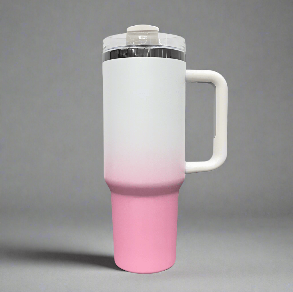 40oz Mirror Black Plated Tumbler - Ombre Pink - LoneStar Adhesive