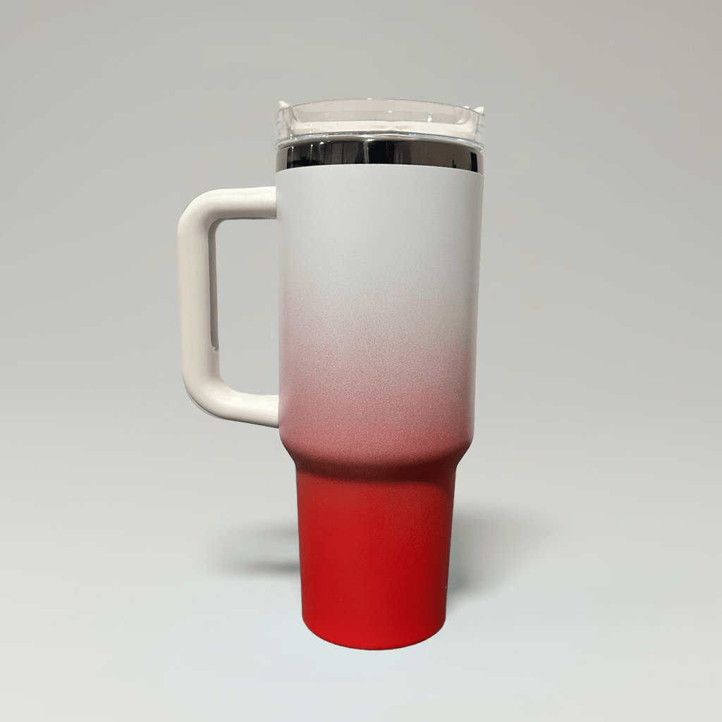 40oz Mirror Black Plated Tumbler - Ombre Red - LoneStar Adhesive