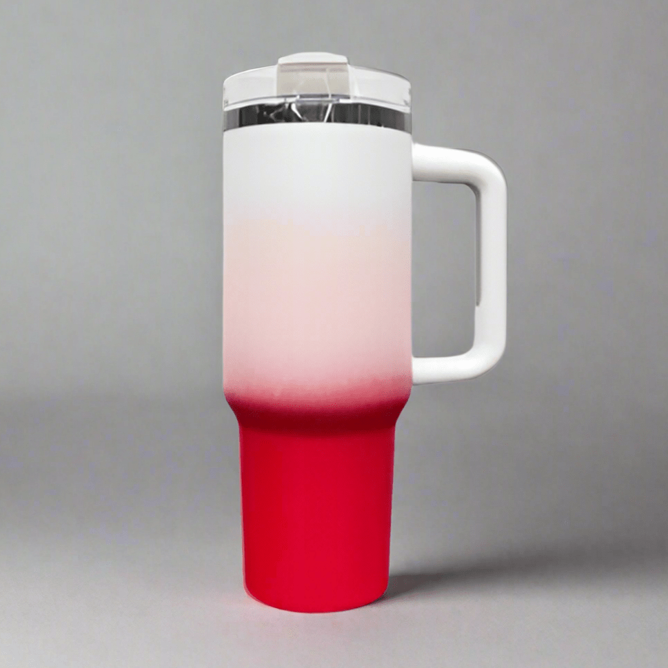 40oz Mirror Black Plated Tumbler - Ombre Red - LoneStar Adhesive