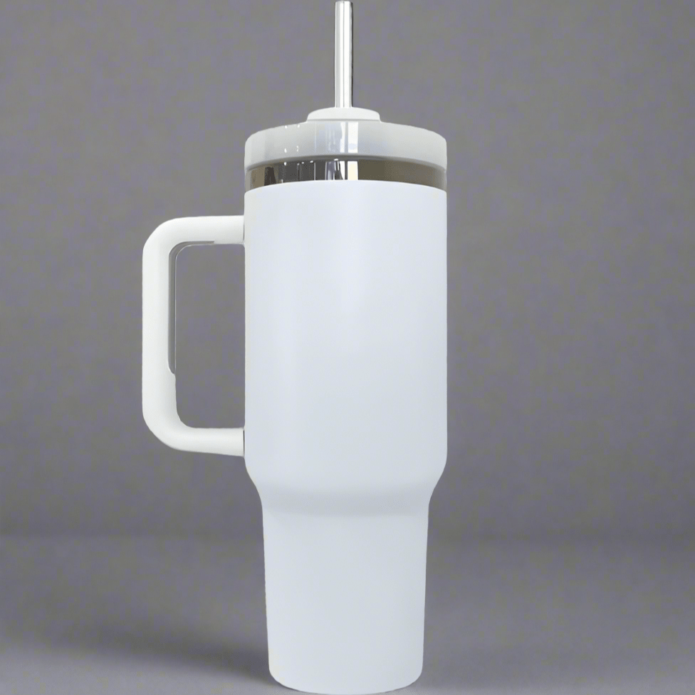 40oz Mirror Black Plated Tumbler - White - LoneStar Adhesive