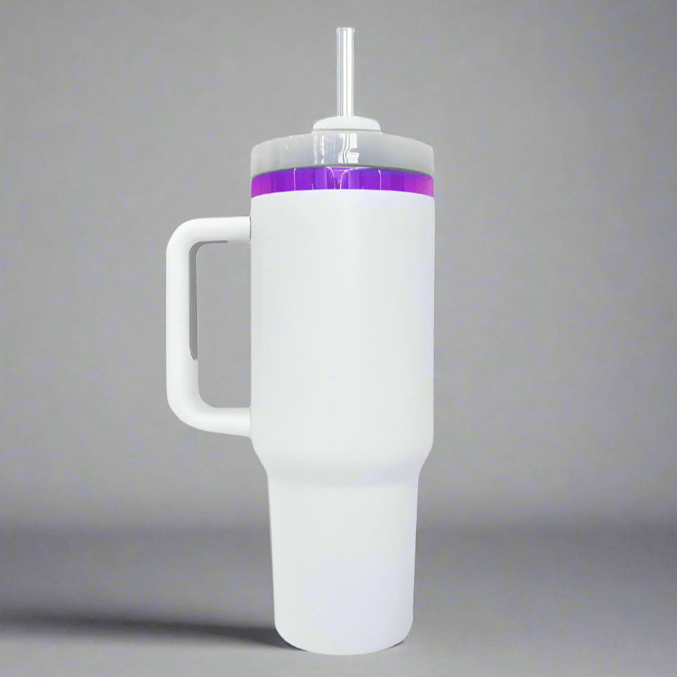40oz Purple Plated Tumbler - White - LoneStar Adhesive