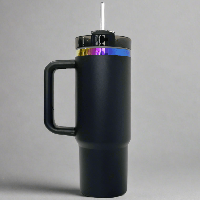 40oz Rainbow Plated Tumbler - Black - LoneStar Adhesive