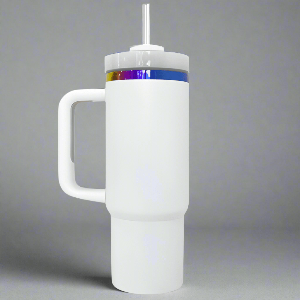 40oz Rainbow Plated Tumbler - White - LoneStar Adhesive