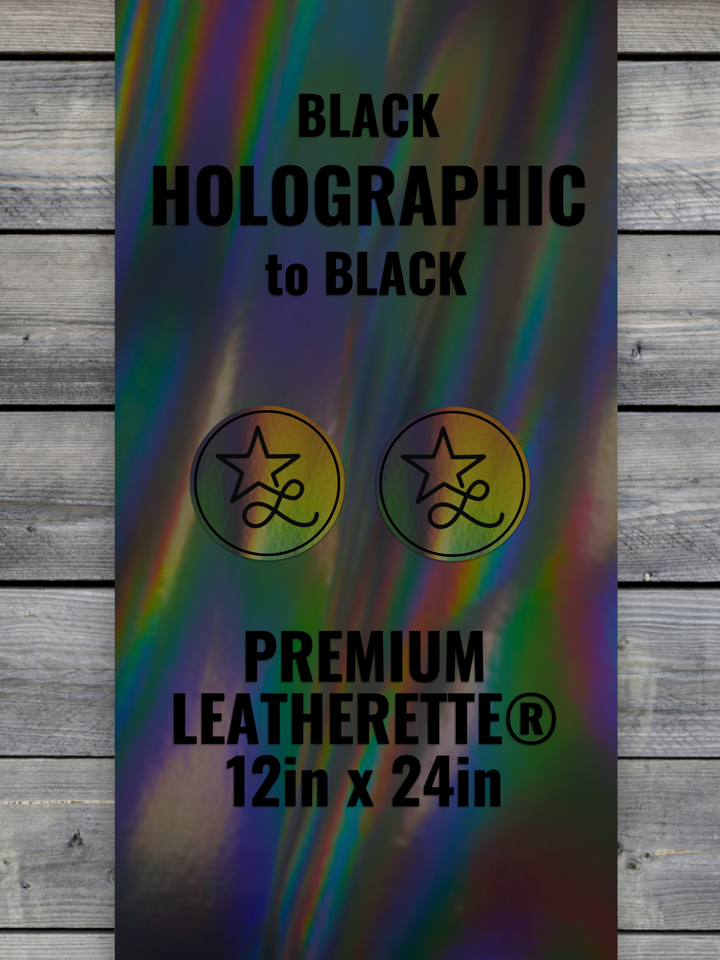 BLACK Holographic / Black Durra-Bull Premium Leatherette® Sheets (12x24)