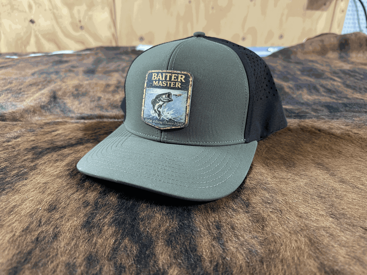 Vintage Master Baiter UV Printed Premium Canvas Patches Funny Fishing Hat Patch