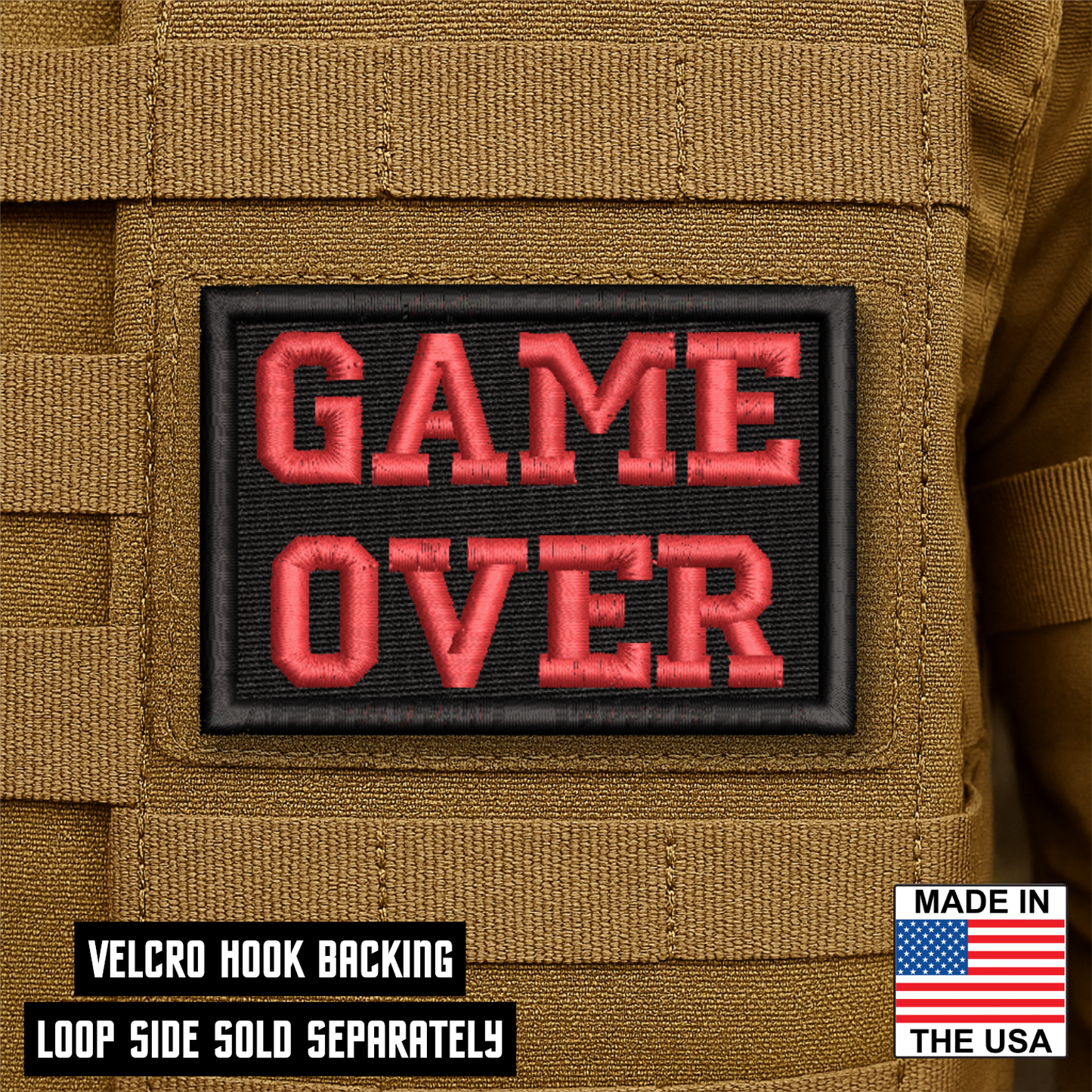 Game Over Funny Morale Patch 2"x3" Hook & Loop | Made in USA