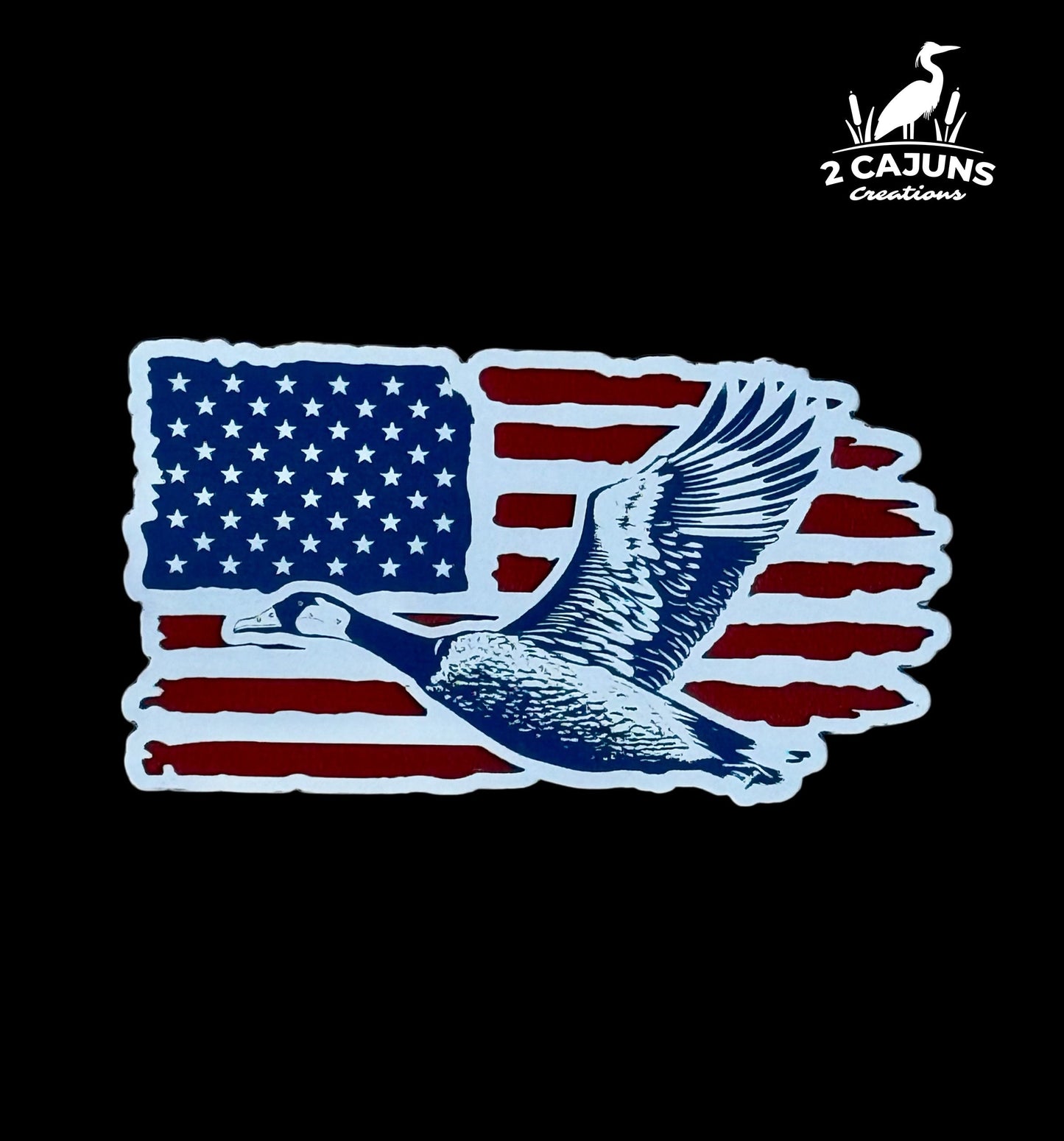 Flying Goose on American Flag Red White and Blue Acrylic Hat Patch