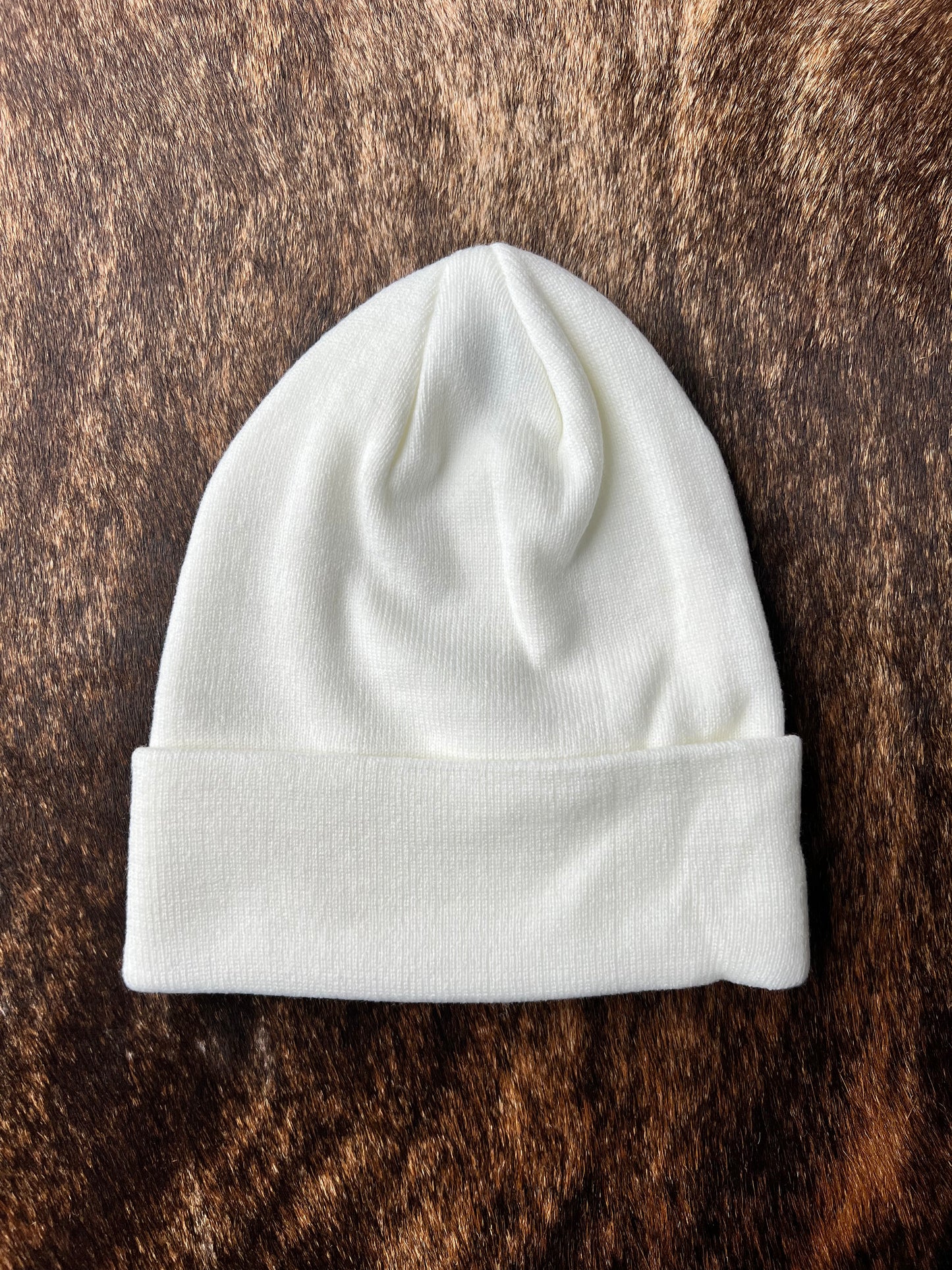 Blank Acrylic Cuffed Beanies - WHITE (Newborn - Adult)
