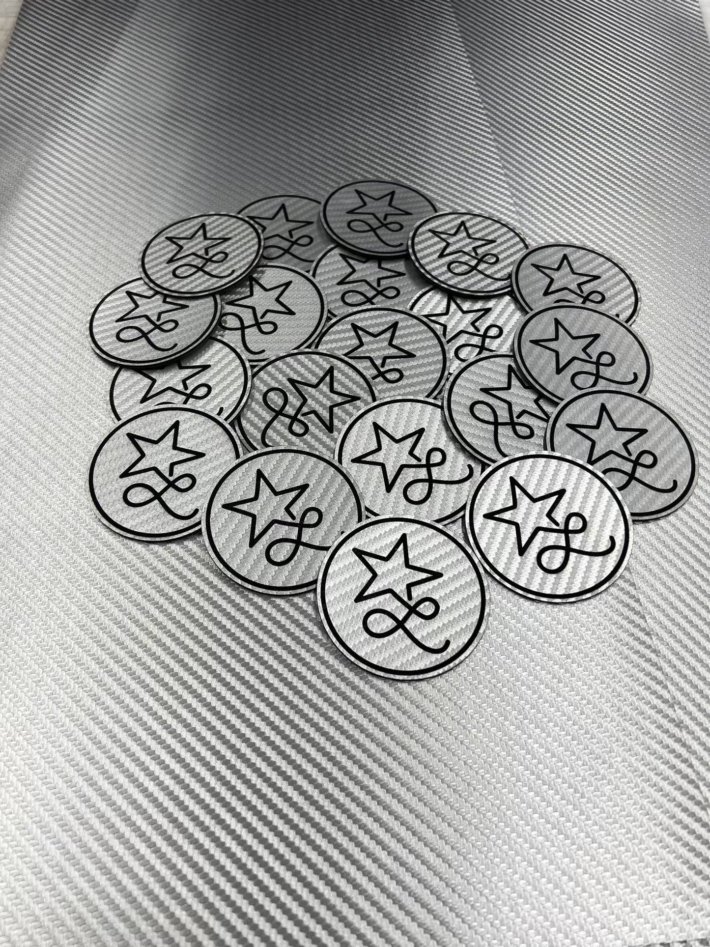 Silver Carbon Fiber / Black Durra-Bull Premium Leatherette® Sheets - #LoneStar Adhesive#