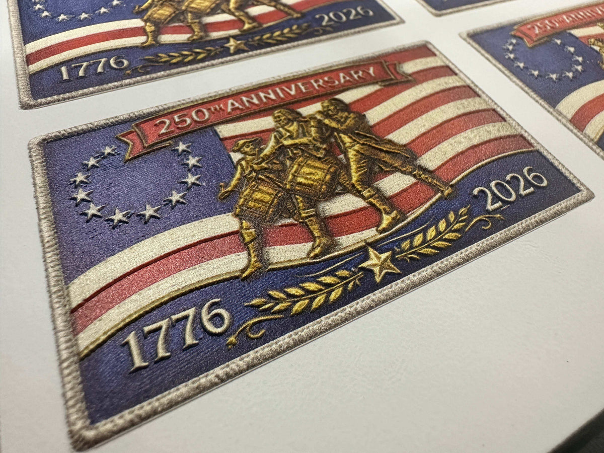 250th Anniversary UV Printed Leatherette Hat Patch – 1776–2026 America Birthday Patch – Patriotic Trucker Hat Patch – USA 250th Celebration