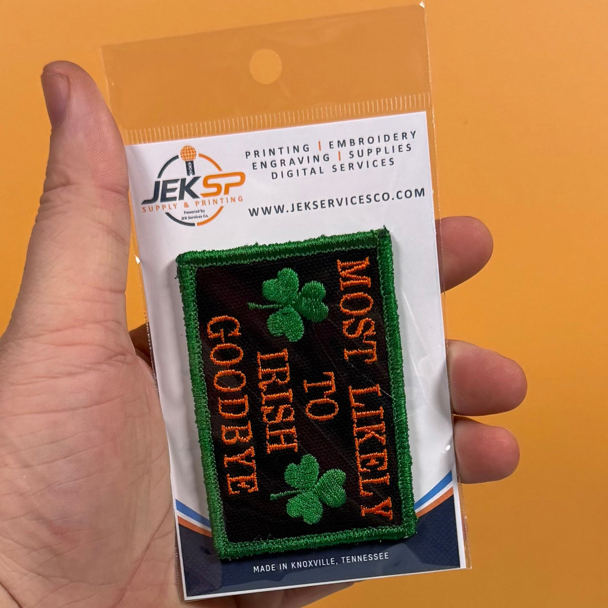 Most Likely To Irish Goodbye Funny Morale Patch, 2x3" | Made in USA | VELCRO® Brand Hook Backing