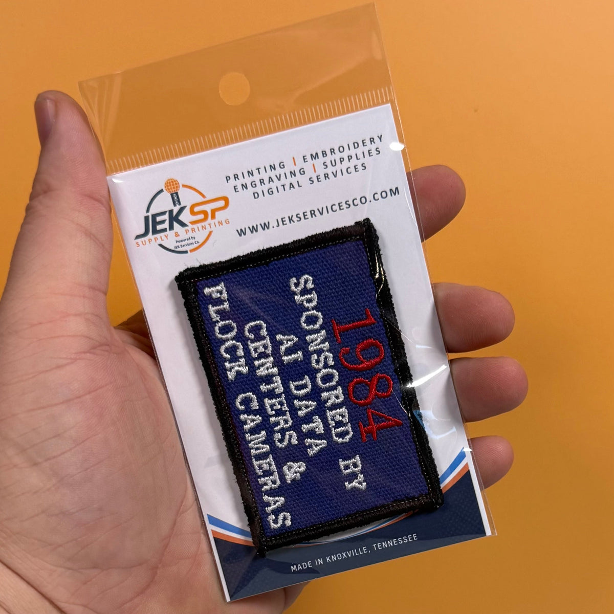 1984 - Sponsored by AI Data Centers & Flock Cameras Funny Embroidered Morale Patch, 2x3" | VELCRO® Brand Hook Backing