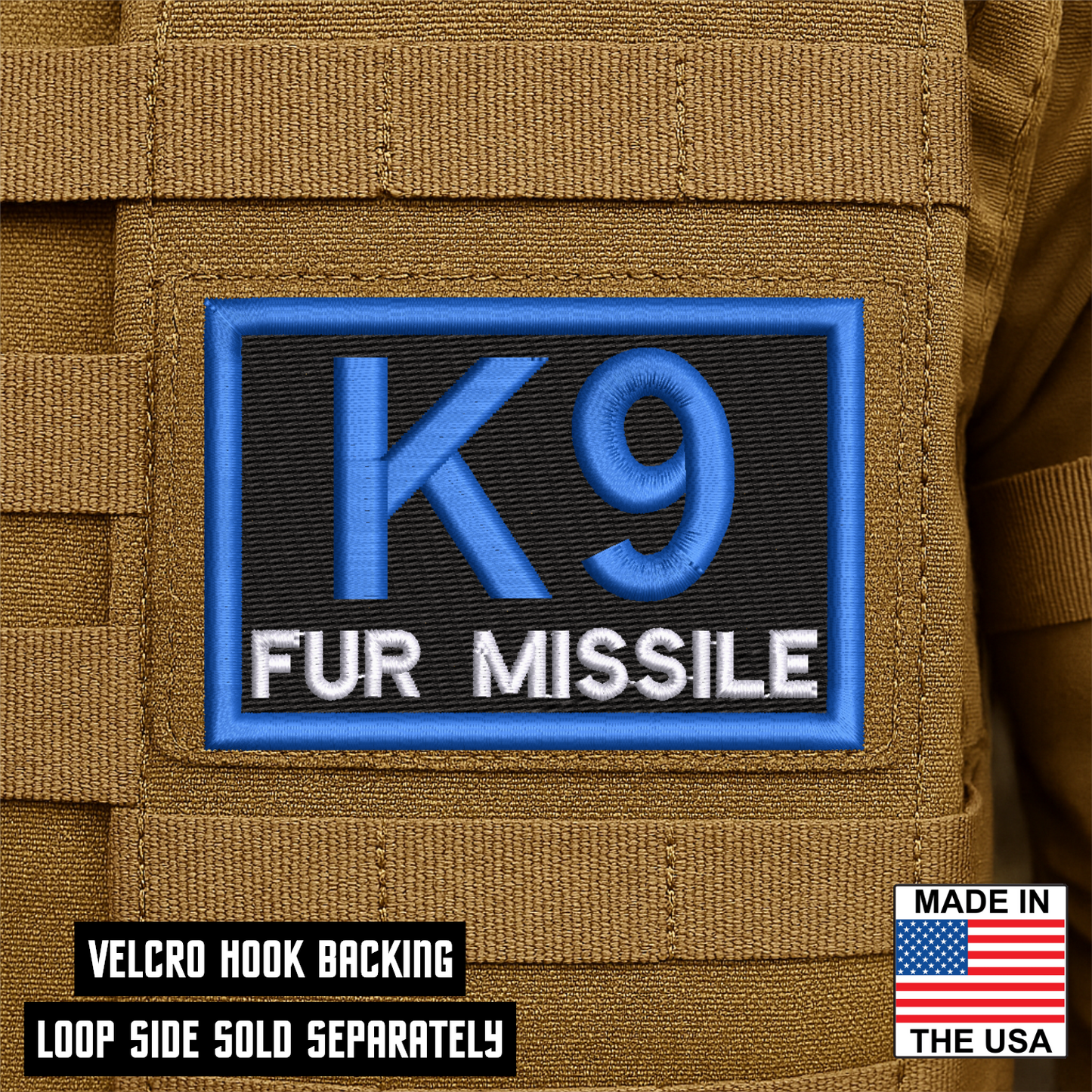 K-9 Fur Missile Funny Morale Patch 2"x3" Hook & Loop | Made in USA