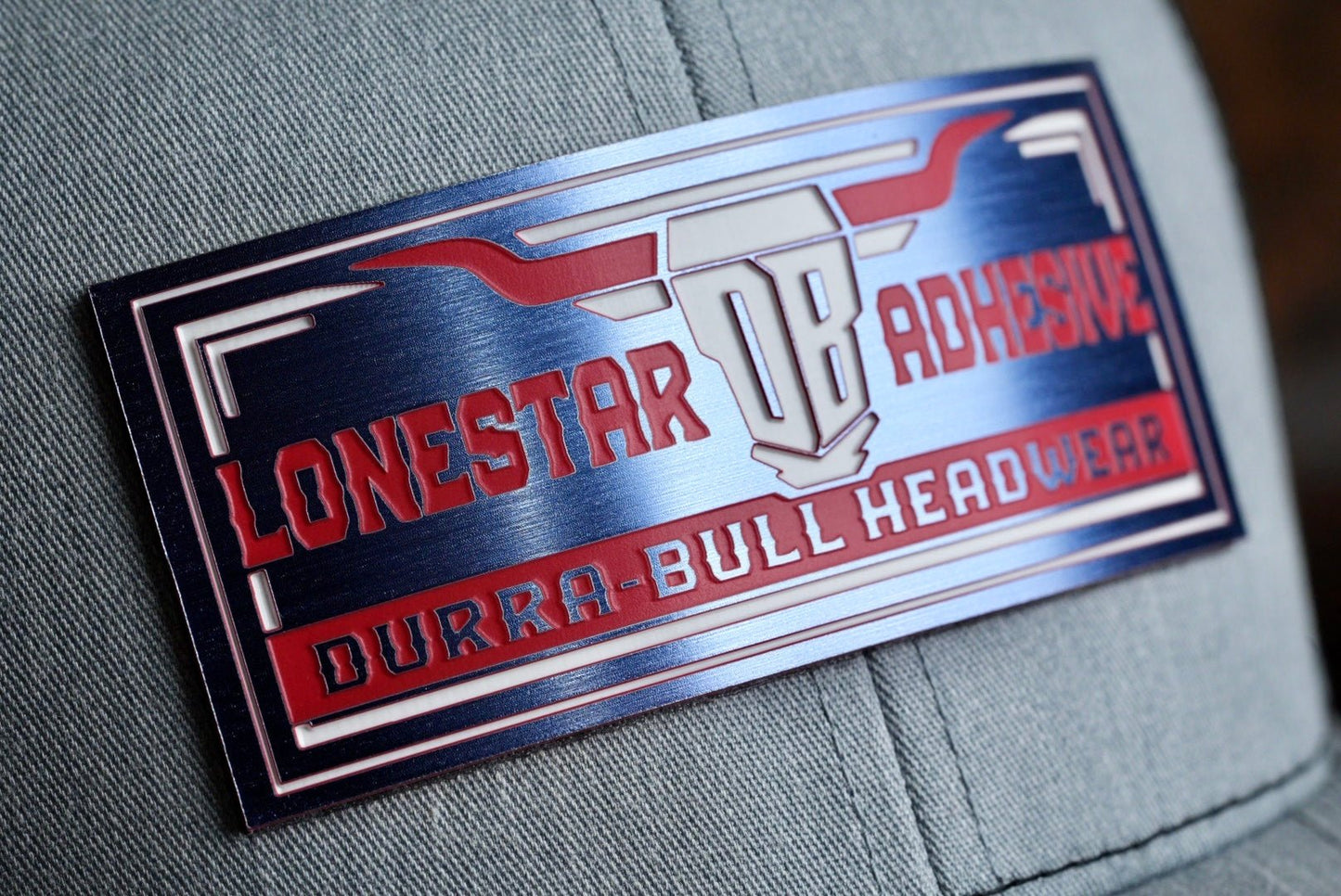 Acrylic: Blue Stainless / Red / White TriLayer Durra - Bull™ Laserable Panels (12"x24") - #LoneStar Adhesive#