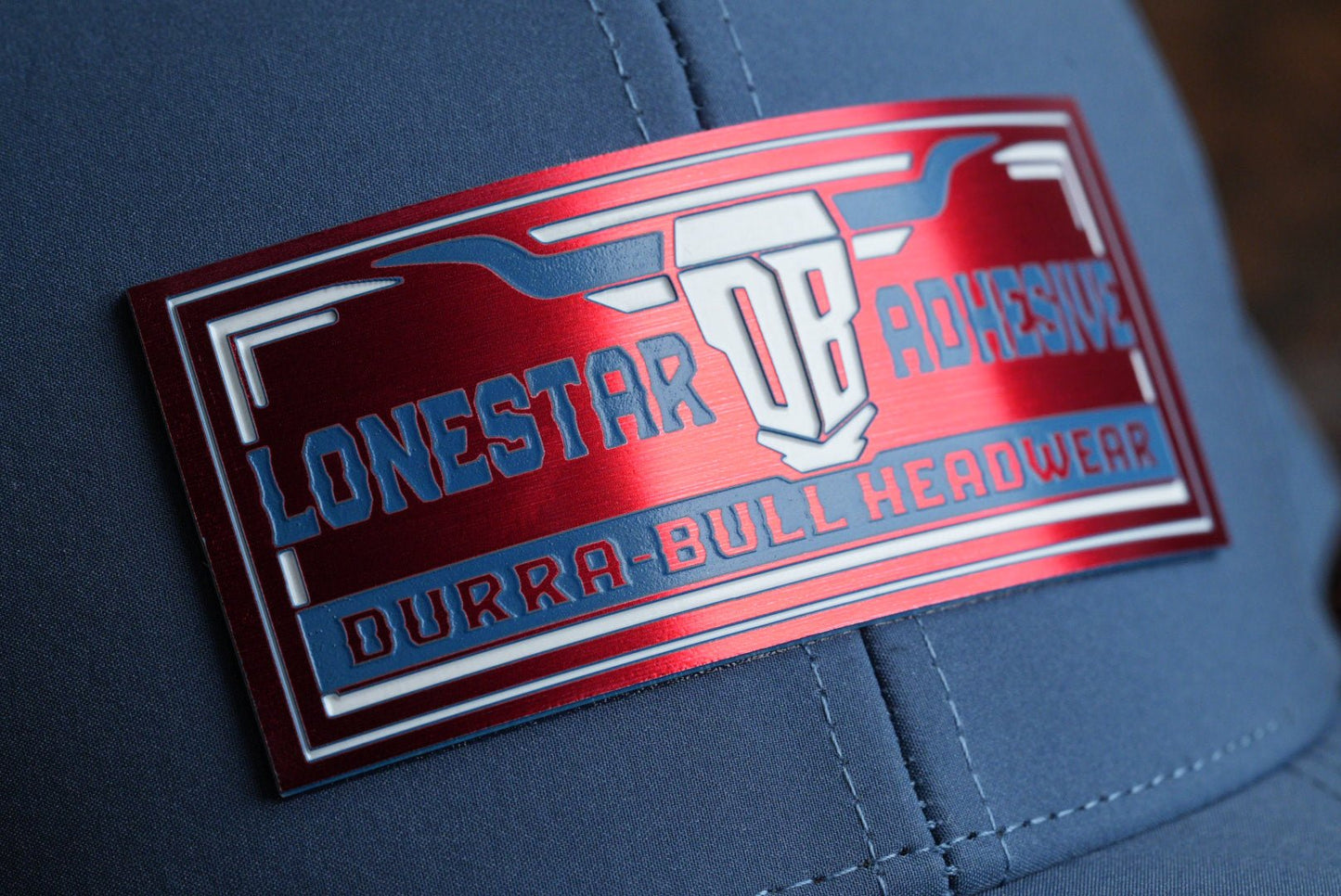 Acrylic: Red Stainless / Blue / White TriLayer Durra - Bull™ Laserable Panels (12"x24") - #LoneStar Adhesive#