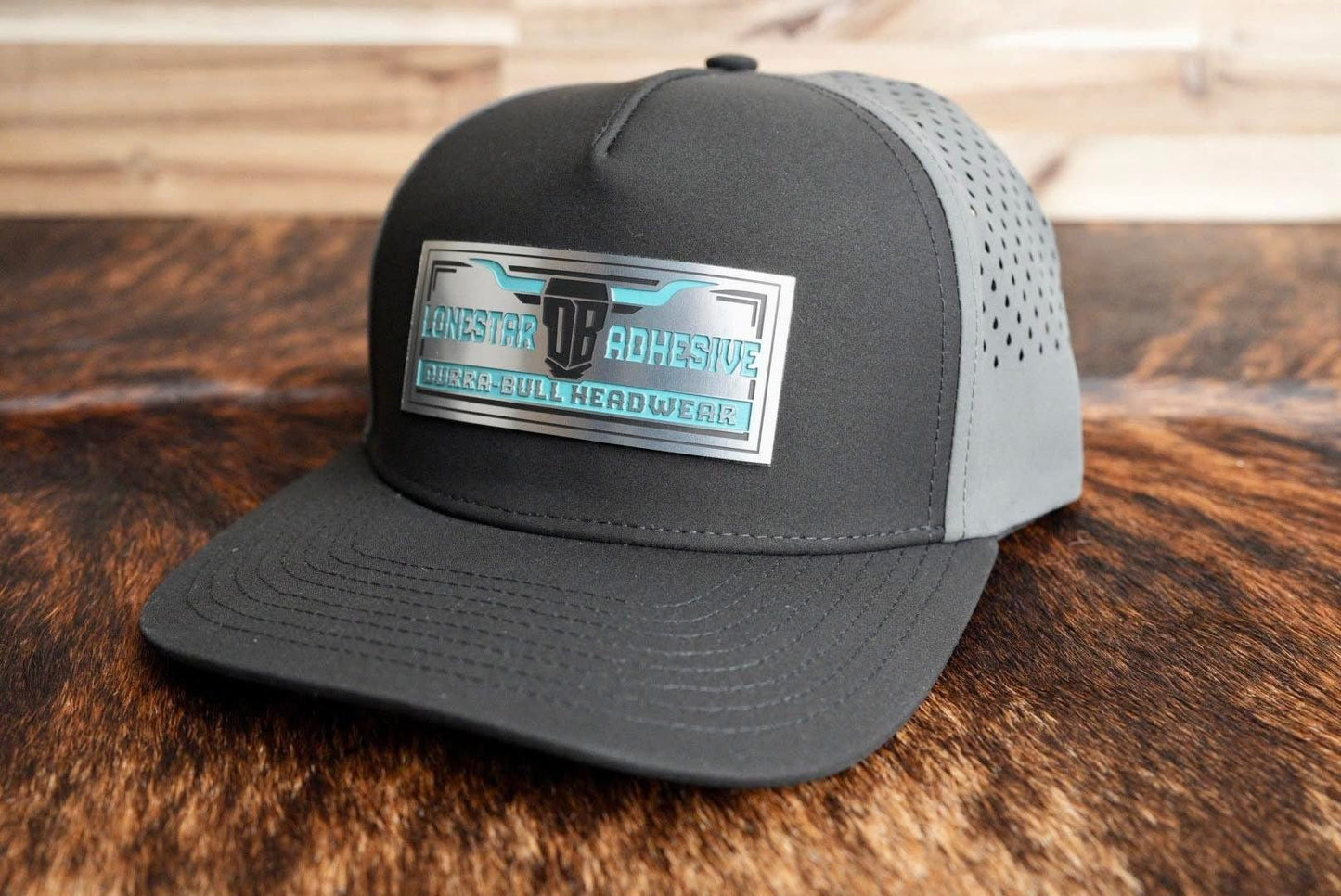 Acrylic: Stainless / Black / Turquoise TriLayer Durra - Bull™ Laserable Panels (12"x24") - #LoneStar Adhesive#