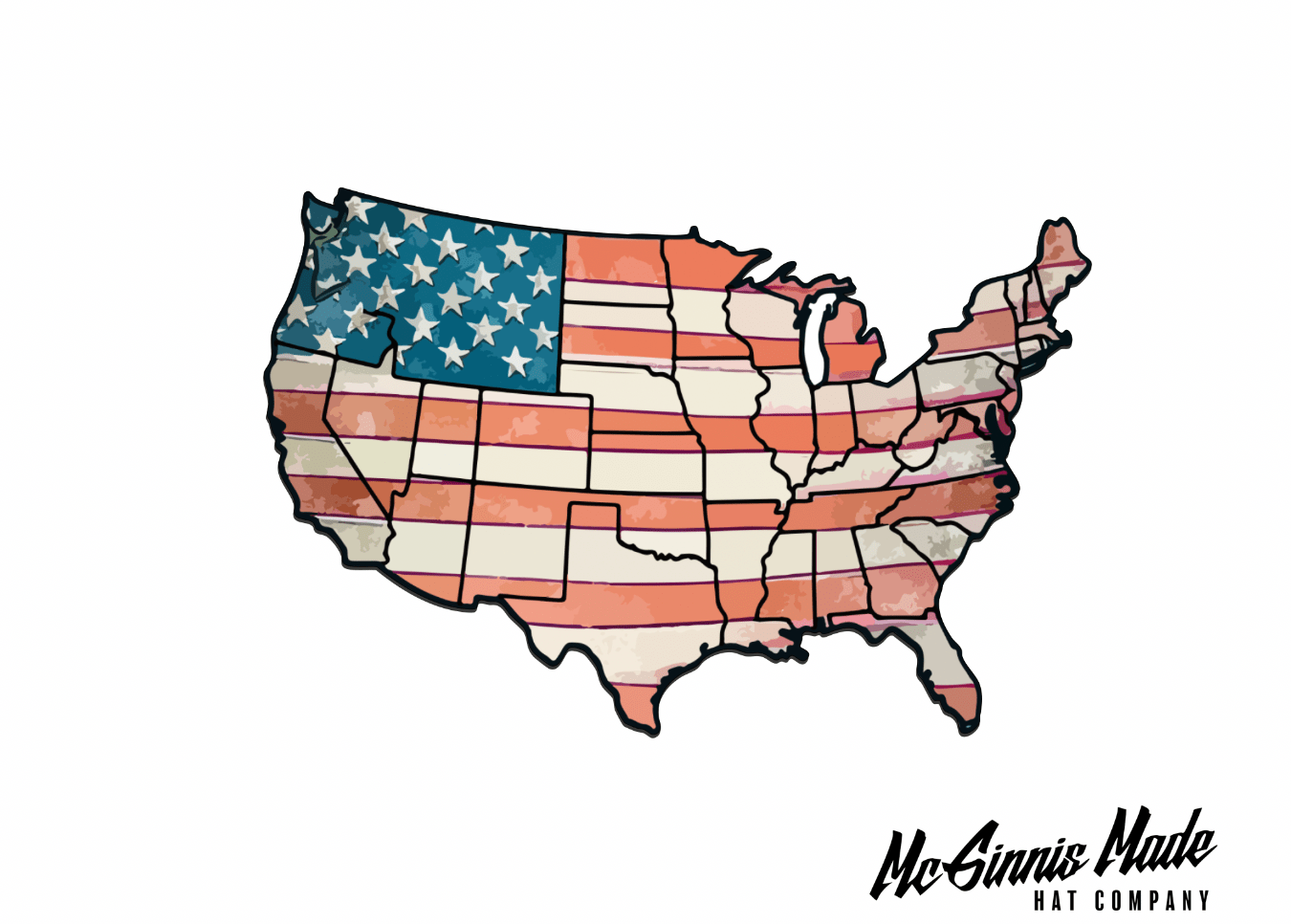 "America Outline" UV Printed Patches - LoneStar Adhesive