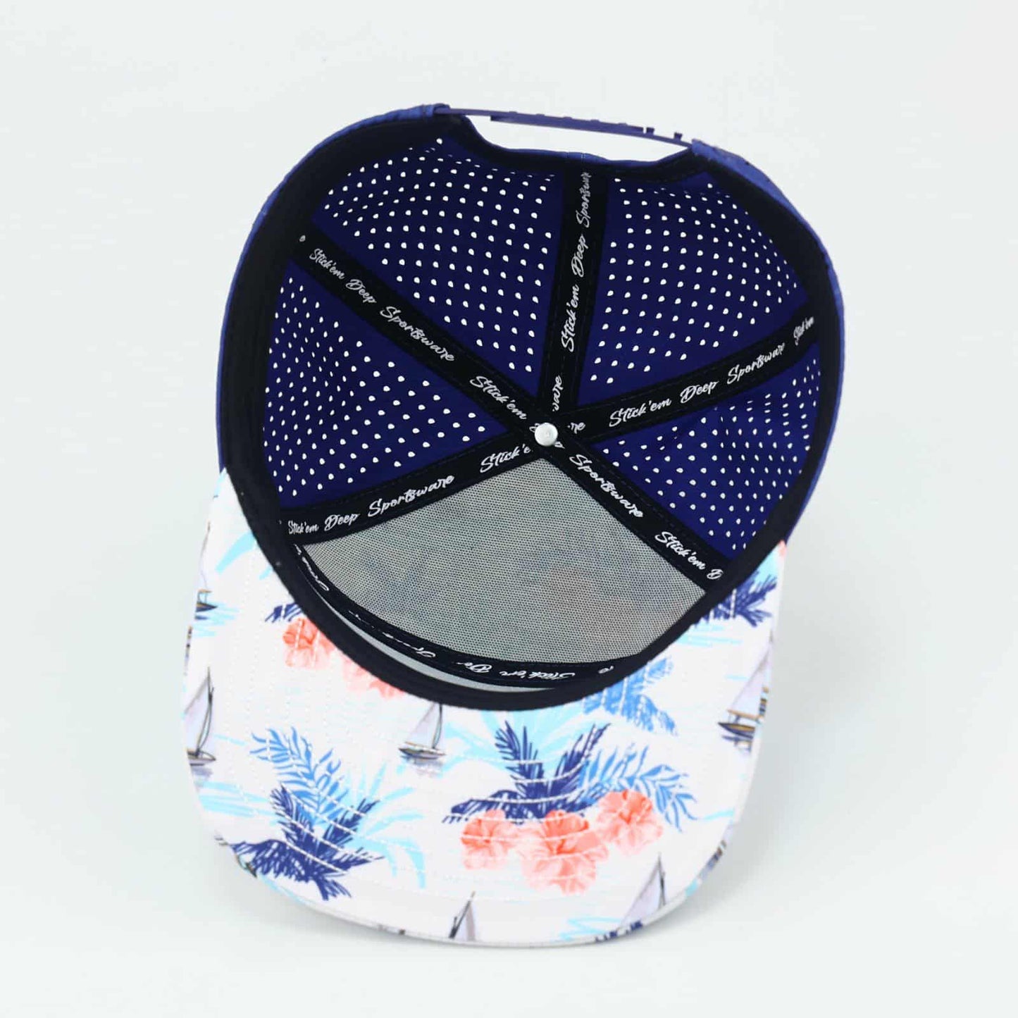 baby blue front with palms and navy blue back - LoneStar Adhesive