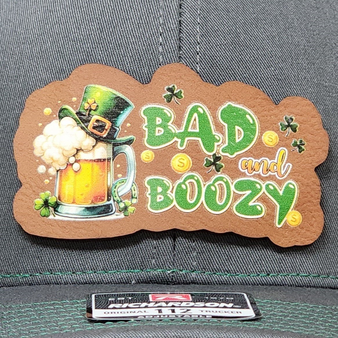 Bad Boozy UV Printed Leatherette Hat Patch - MR01 - LoneStar Adhesive