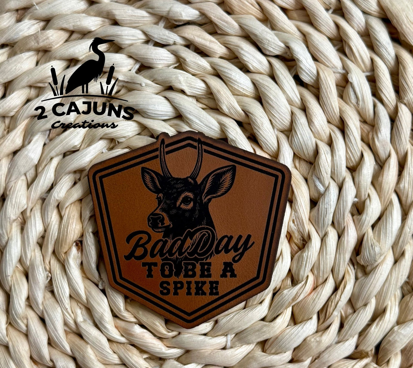 Bad Day to Be a Spike Engraved Leatherette Hat Patch - LoneStar Adhesive