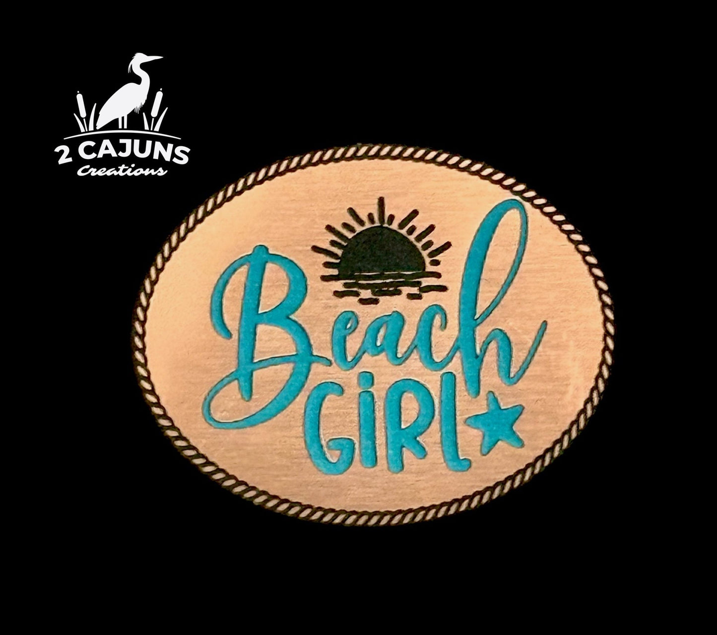 Beach Girl Acrylic Hat Patch - Copper or Stainless - LoneStar Adhesive