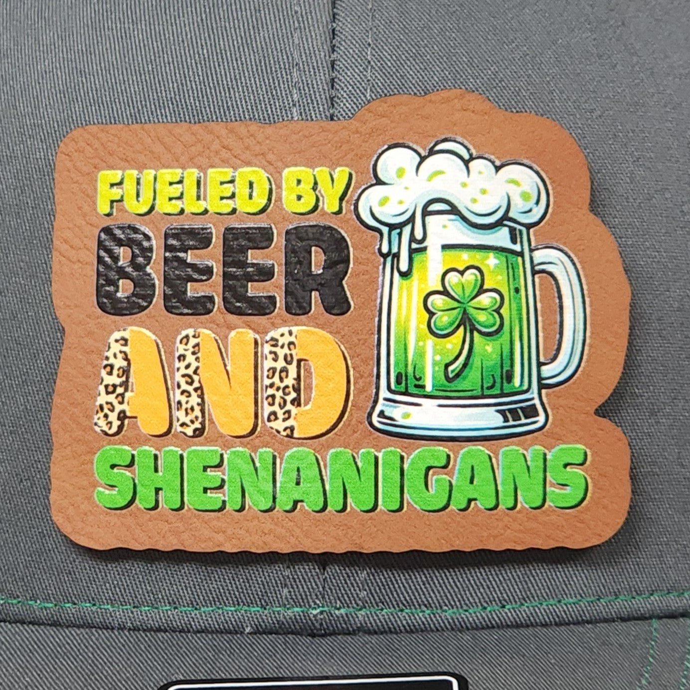 Beer and Shenanigans UV Printed Leatherette Hat Patch - MR01 - LoneStar Adhesive