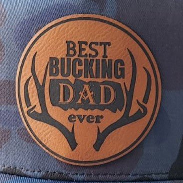 Best Bucking Dad Ever Engraved Leatherette Hat Patch - MR01 - LoneStar Adhesive