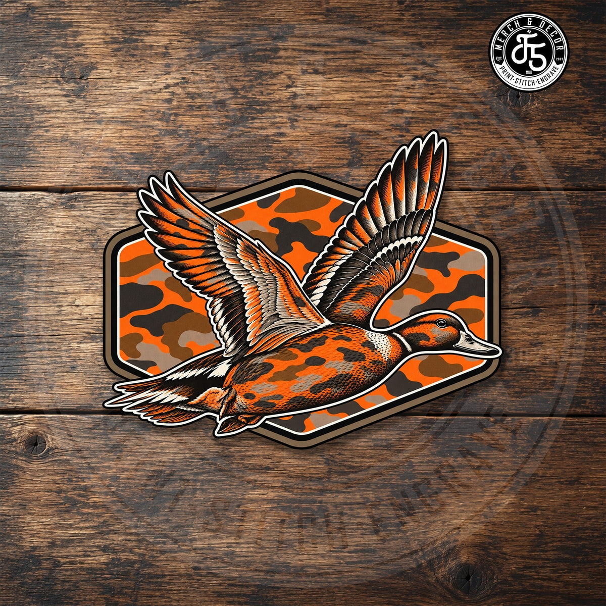 Blaze Flight Duck Camo UV Printed Hat Patch - LoneStar Adhesive