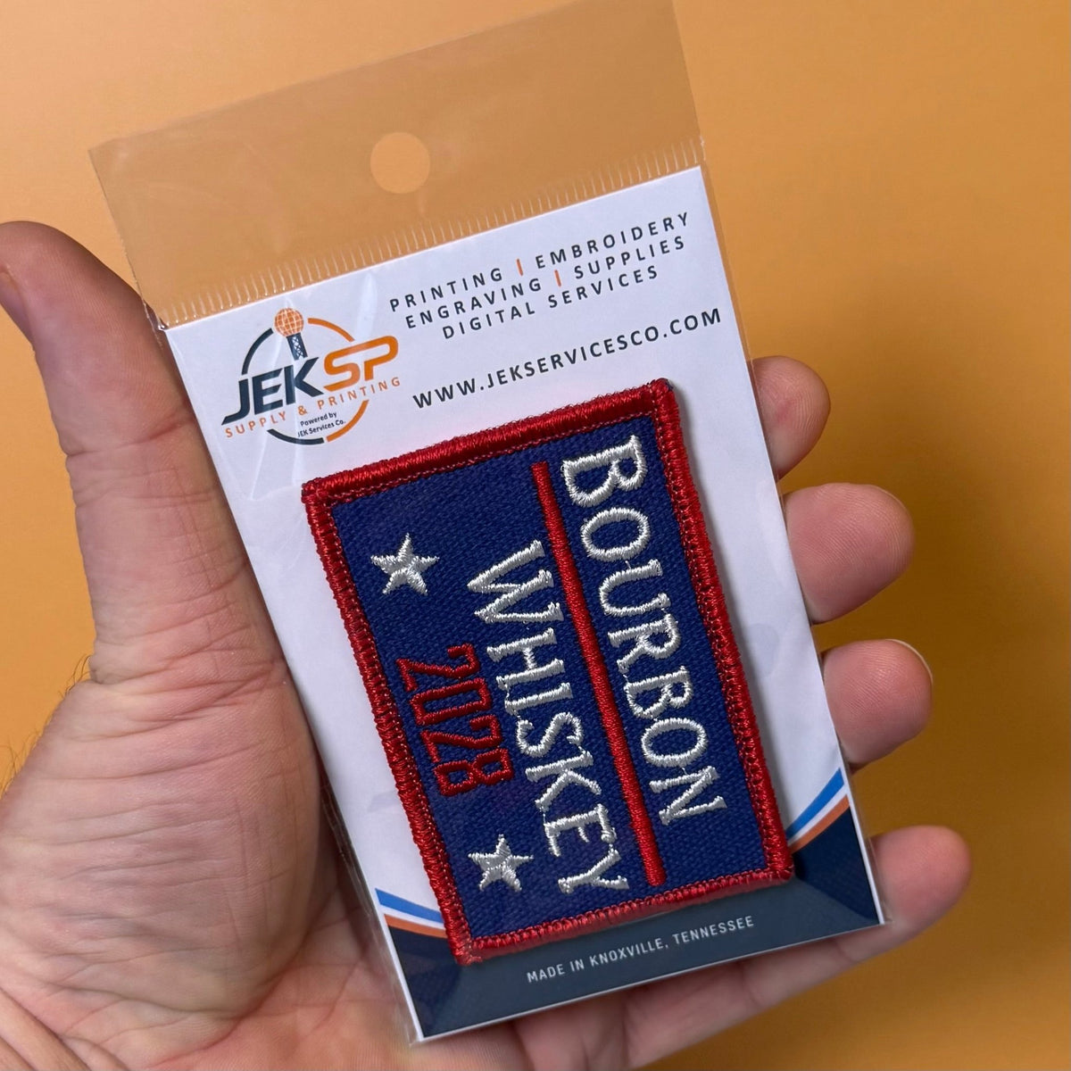 Bourbon & Whiskey for President 2028 Funny Morale Patch, 2x3" | Made in USA | VELCRO® Brand Hook Backing - #LoneStar Adhesive#