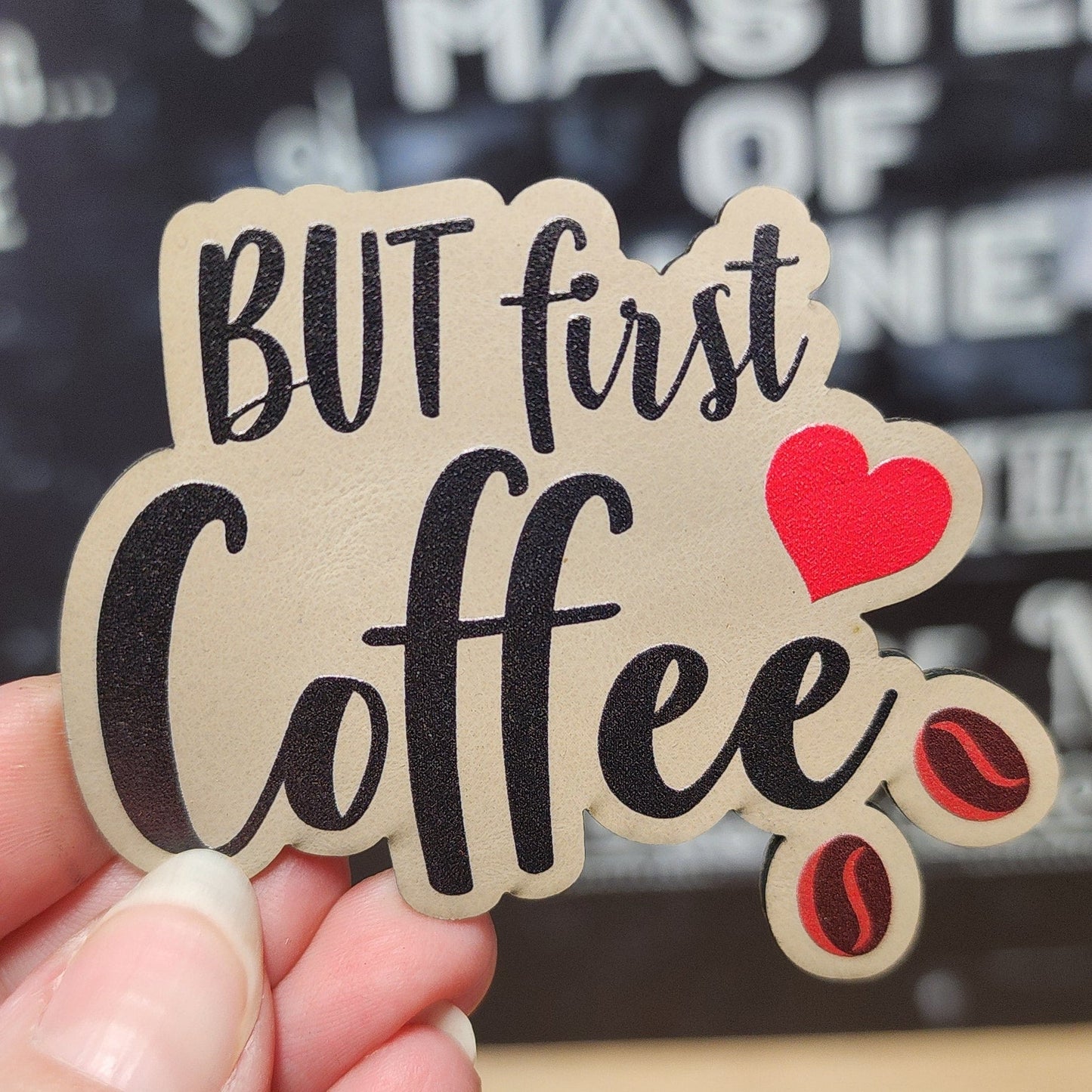 Buf First Coffee UV Printed Leatherette Hat Patch - MR01 - LoneStar Adhesive