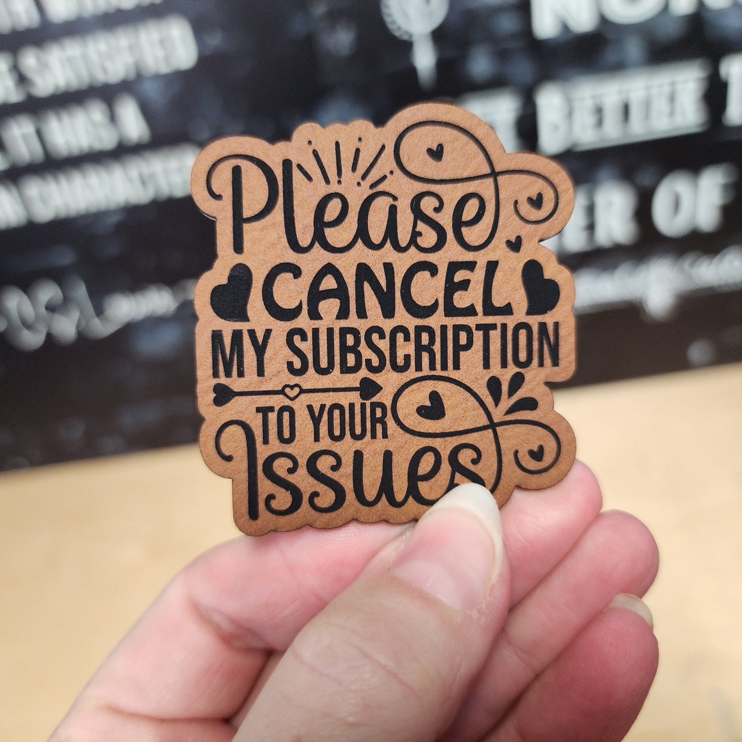 Cancel Subscription to Your Issues (Rawhide) Engraved Leatherette Hat Patch - MR01 - LoneStar Adhesive