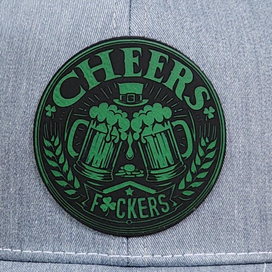 Cheers St Patrick's Engraved Leatherette Hat Patch - MR01 - LoneStar Adhesive