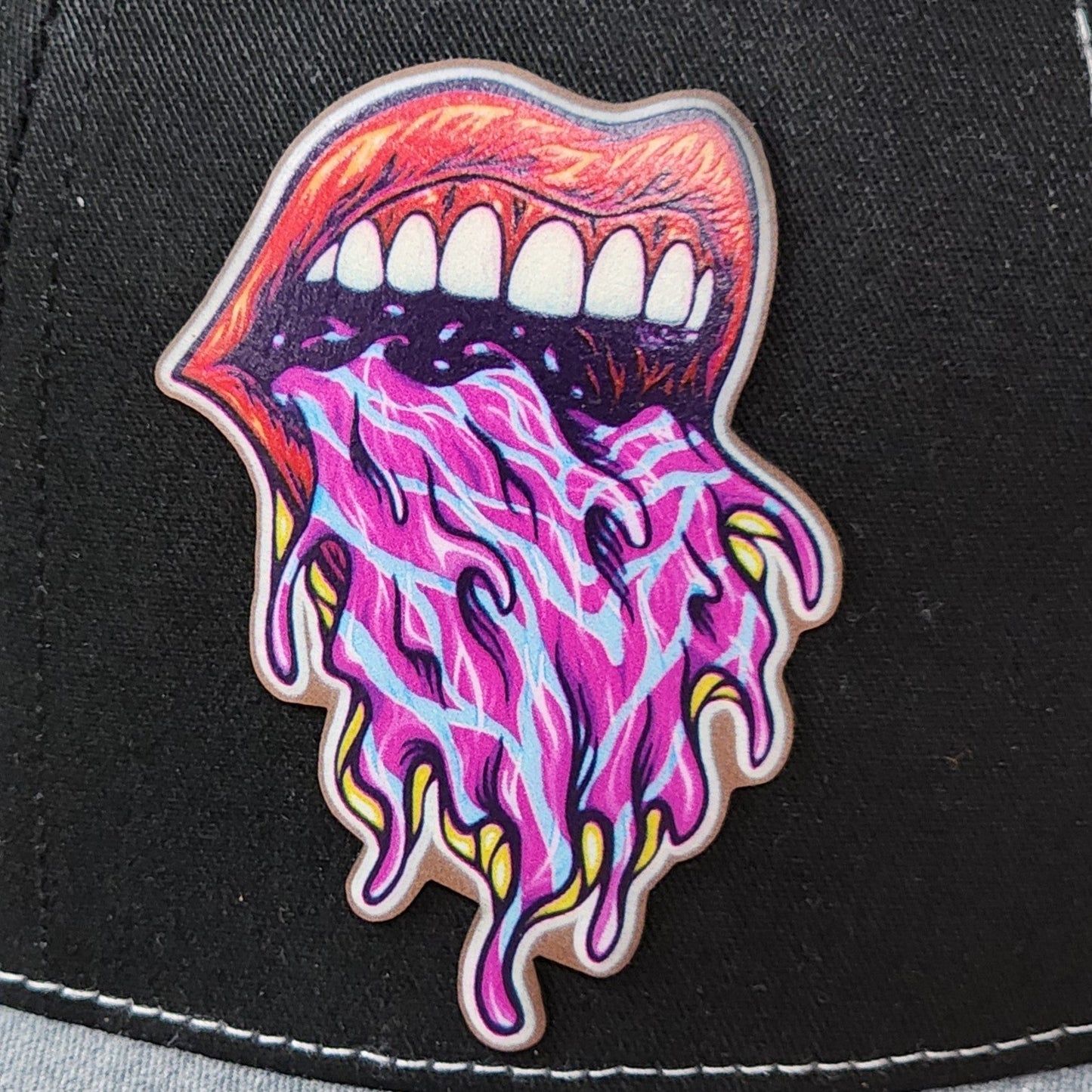 Colorful Melting Mouth Design UV Printed Leatherette Hat Patch - MR01 - LoneStar Adhesive