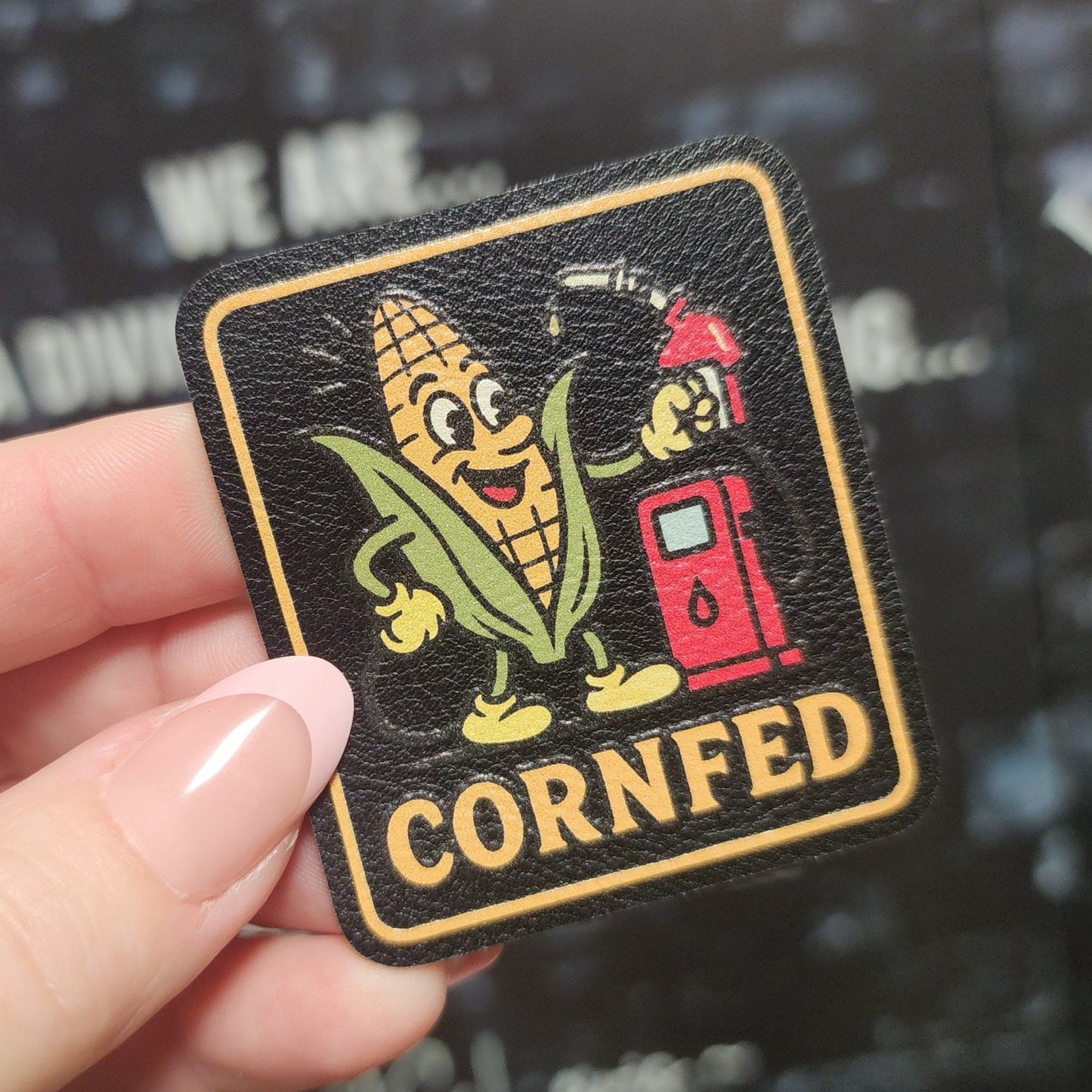 Corn Fed Gas Station UV Printed Leatherette Hat Patch - MR01 - LoneStar Adhesive