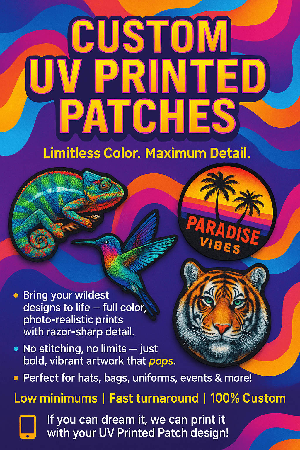 Custom UV Printed Leatherette Patches - LoneStar Adhesive